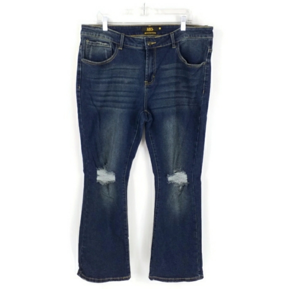 Lucky & Blessed Dark Wash Mid-Rise Boyfriend Destructed Knee Jeans Womens 18 - Picture 6 of 13